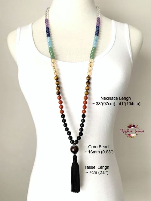 7 CHAKRA MALA | 108 Beads, Hand-knotted, Grade A & AA Natural Gemstones Necklace
