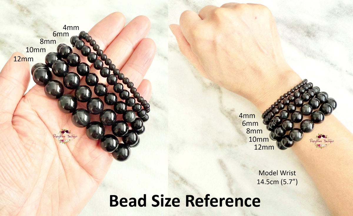 BLACK TOURMALINE BRACELET | 10mm Beads, Stretch Beaded Bracelet, Grade A Natural Gemstone, Women Men