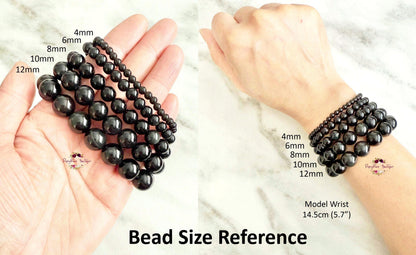 BLACK TOURMALINE BRACELET | 10mm Beads, Stretch Beaded Bracelet, Grade A Natural Gemstone, Women Men