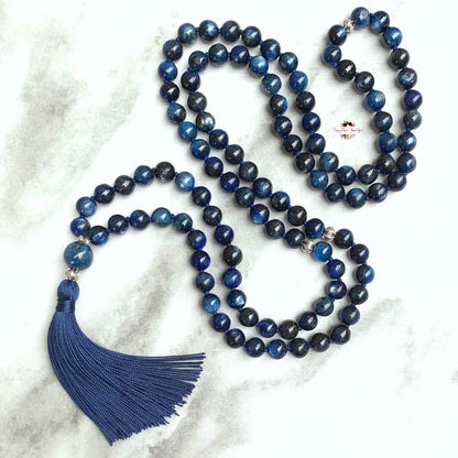 KYANITE MALA | 108 Beads, Hand-knotted, Grade A Natural Gemstone Necklace