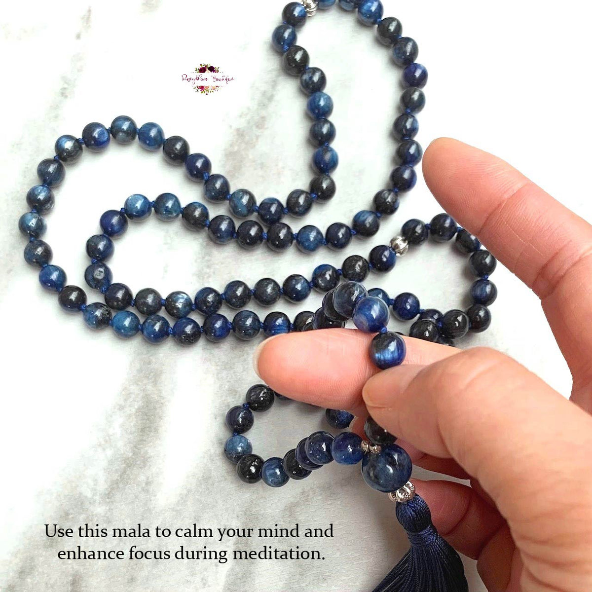 KYANITE MALA | 108 Beads, Hand-knotted, Grade A Natural Gemstone Necklace