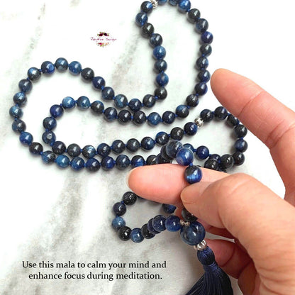 KYANITE MALA | 108 Beads, Hand-knotted, Grade A Natural Gemstone Necklace