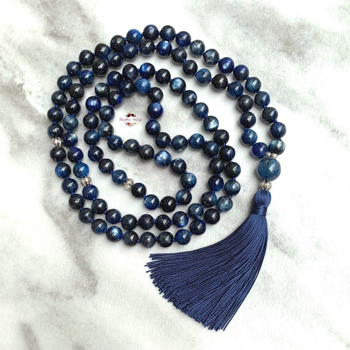 KYANITE MALA | 108 Beads, Hand-knotted, Grade A Natural Gemstone Necklace