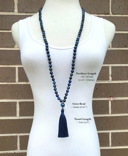 KYANITE MALA | 108 Beads, Hand-knotted, Grade A Natural Gemstone Necklace