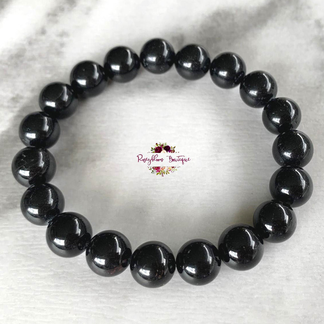 BLACK TOURMALINE BRACELET | 10mm Beads, Stretch Beaded Bracelet, Grade A Natural Gemstone, Women Men