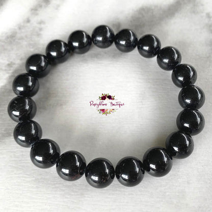 BLACK TOURMALINE BRACELET | 10mm Beads, Stretch Beaded Bracelet, Grade A Natural Gemstone, Women Men