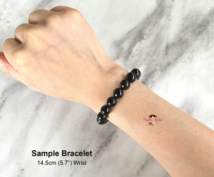 BLACK TOURMALINE BRACELET | 10mm Beads, Stretch Beaded Bracelet, Grade A Natural Gemstone, Women Men