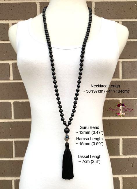 BLACK TOURMALINE MALA – 108 Beads, Hand-knotted, Grade A Natural Gemstone