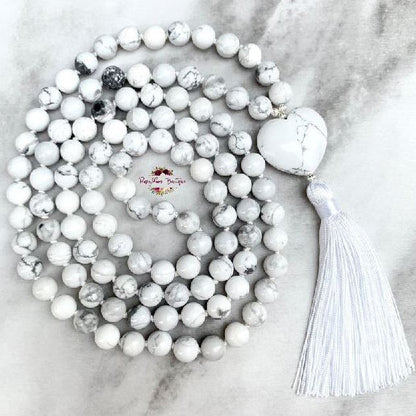 HOWLITE MALA | 108 Beads, Hand-knotted, Grade A Natural Gemstone Necklace