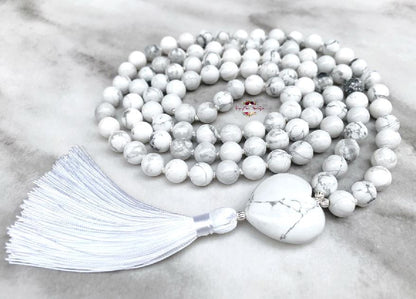 HOWLITE MALA | 108 Beads, Hand-knotted, Grade A Natural Gemstone Necklace