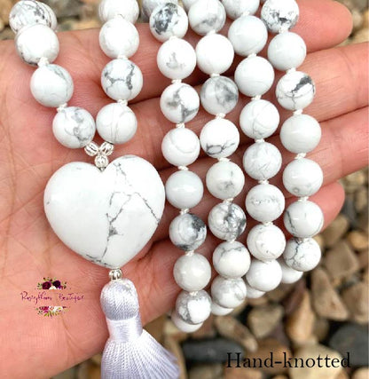 HOWLITE MALA | 108 Beads, Hand-knotted, Grade A Natural Gemstone Necklace