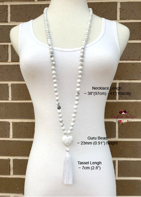 HOWLITE MALA | 108 Beads, Hand-knotted, Grade A Natural Gemstone Necklace