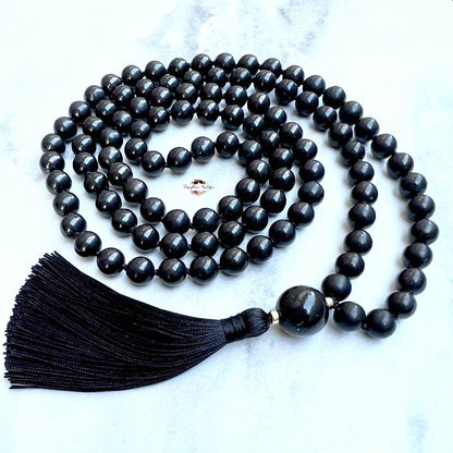 SHUNGITE MALA | 108 Beads, Hand-knotted, Grade A Natural Gemstone Necklace