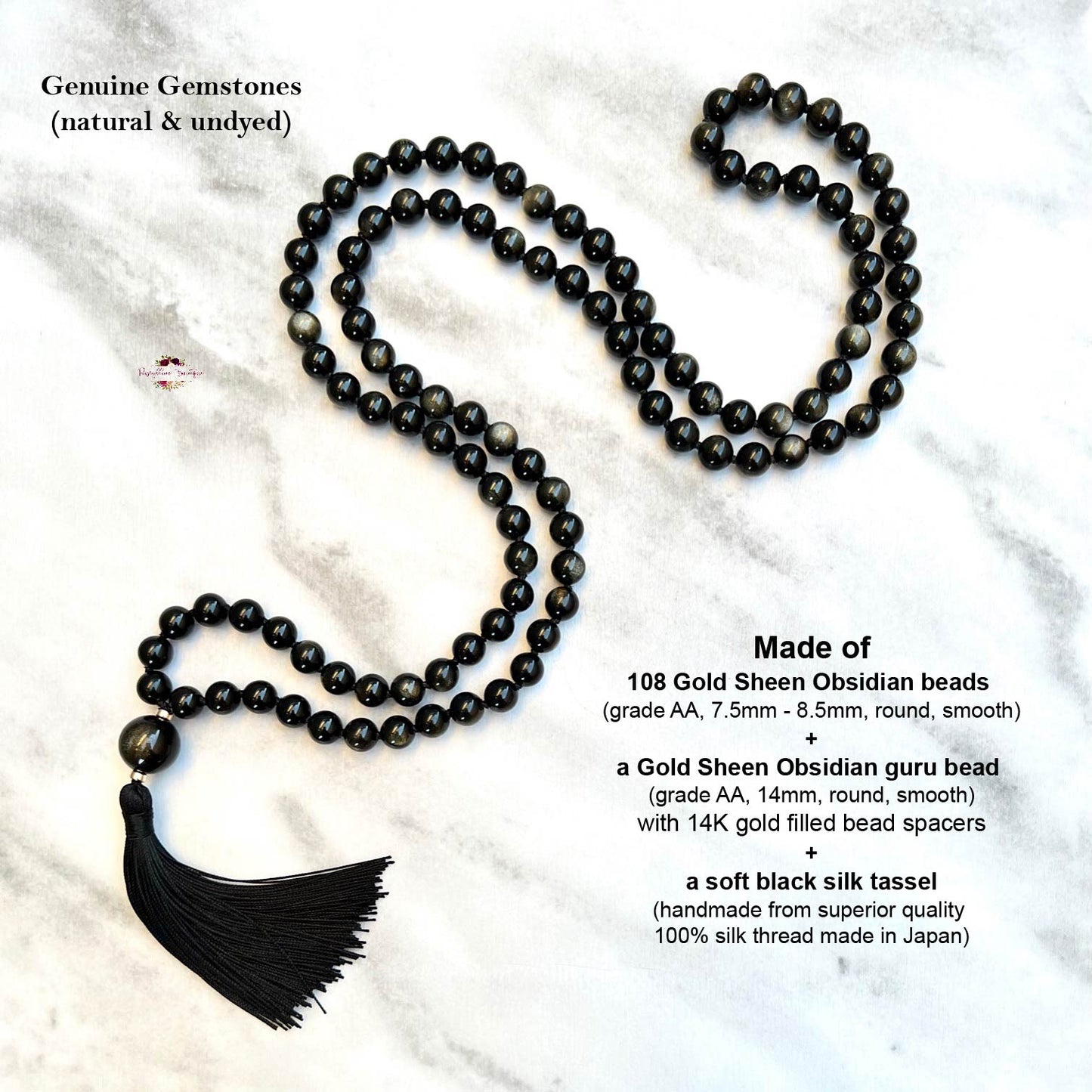 GOLD SHEEN OBSIDIAN MALA