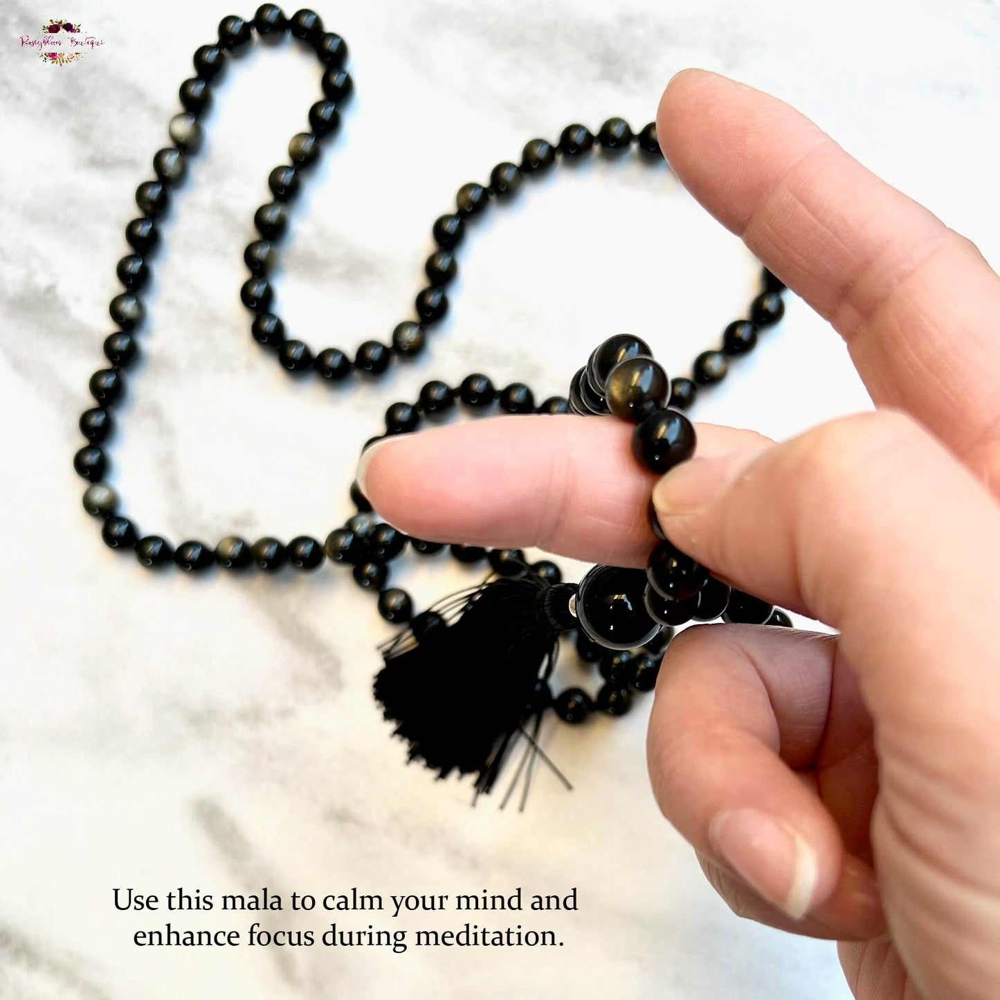 GOLD SHEEN OBSIDIAN MALA