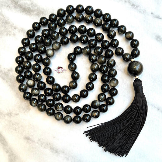 GOLD SHEEN OBSIDIAN MALA