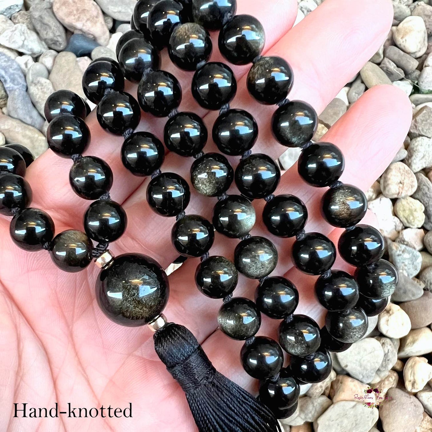 MALA EN OBSIDIENNE BRILLANTE DORÉE