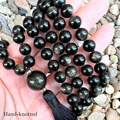 MALA EN OBSIDIENNE BRILLANTE DORÉE