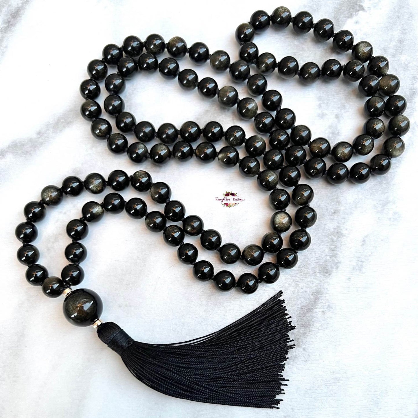 GOLD SHEEN OBSIDIAN MALA