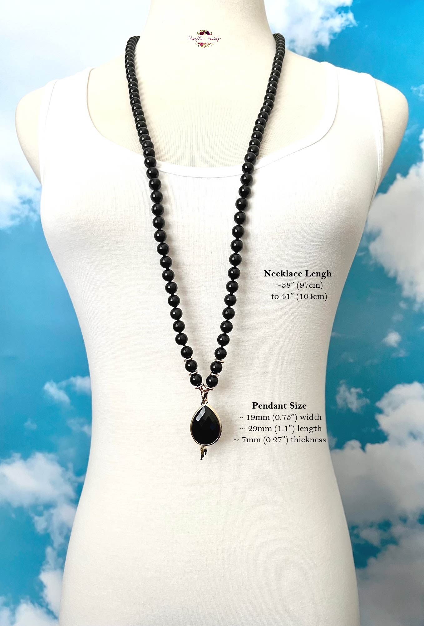 MALA PENDENTIF OBSIDIENNE NOIRE | 108 perles, noué à la main, collier en pierres précieuses naturelles de qualité AA