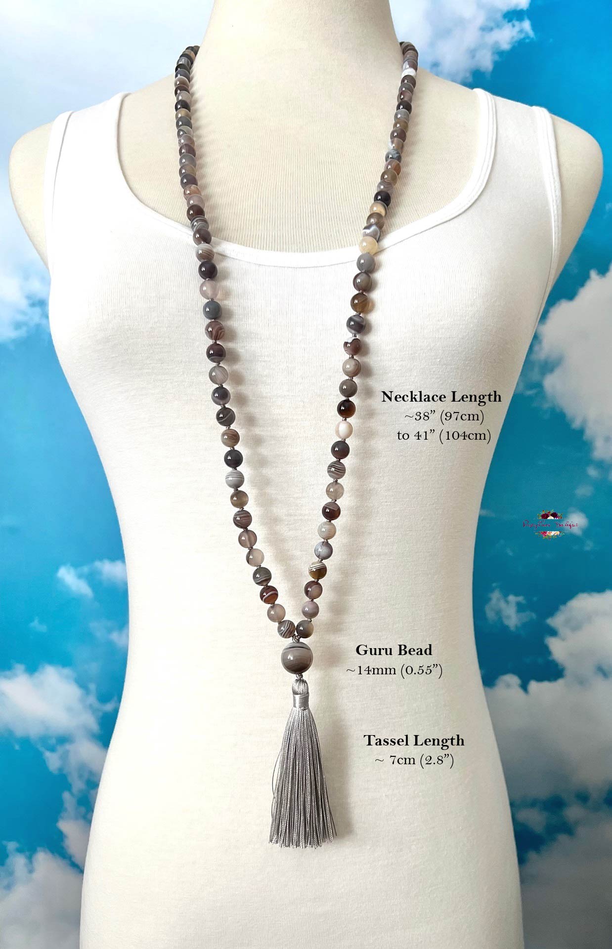 BOTSWANA AGATE MALA | 108 Beads, Hand-knotted, Grade A Natural Gemstone Necklace