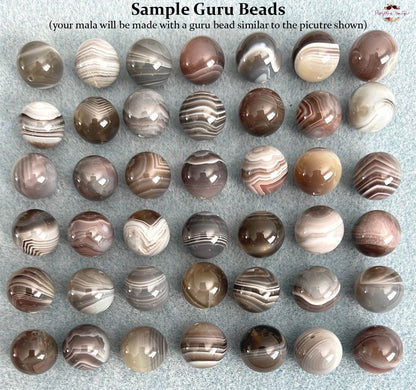 BOTSWANA AGATE MALA | 108 Beads, Hand-knotted, Grade A Natural Gemstone Necklace