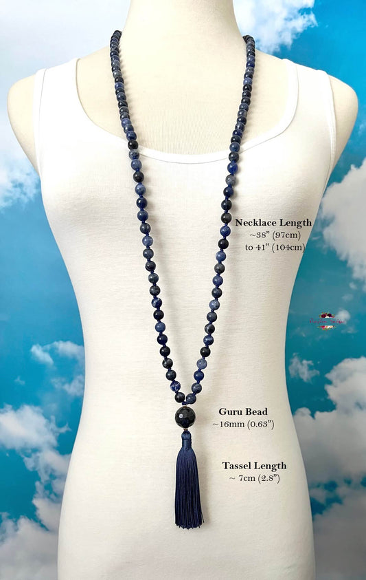 SODALITE MALA | 108 Beads, Hand-knotted, Grade A Natural Gemstone Necklace