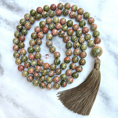 UNAKITE MALA | 108 Beads, Hand-knotted, Grade A Natural Gemstone Necklace
