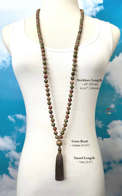 UNAKITE MALA | 108 Beads, Hand-knotted, Grade A Natural Gemstone Necklace