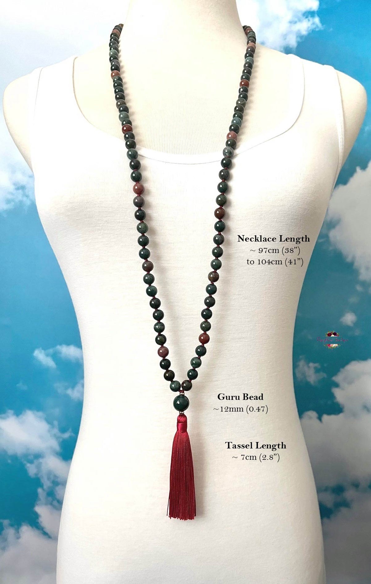 INDIAN BLOODSTONE MALA | 108 Beads, Hand-knotted, Grade A Natural Gemstone Necklace