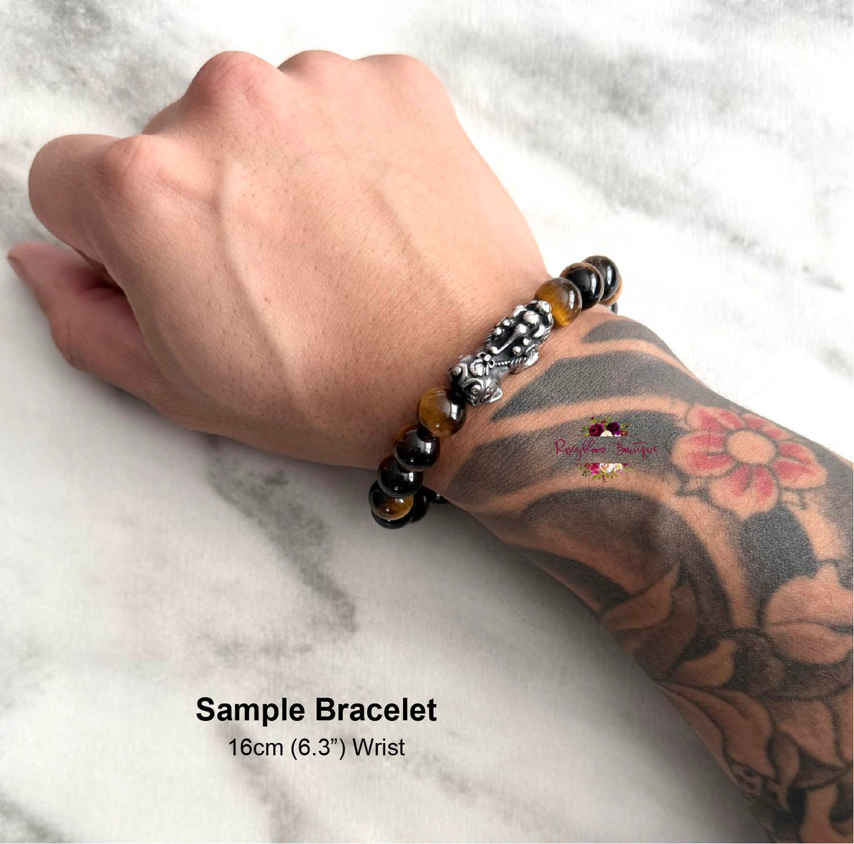 TIGER EYE PIXIU MEN BRACELET | 10mm Beads, Stretch Beaded Bracelet, Grade A Natural Gemstone, Stainless Steel Accent Beads