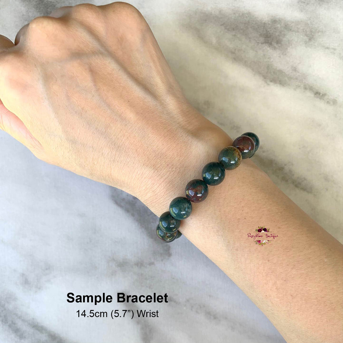 INDIAN BLOODSTONE BRACELET | 10mm Beads, Stretch Beaded Bracelet, Natural Heliotrope Gemstone, Women Men