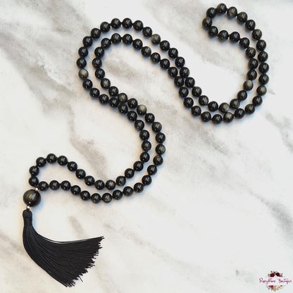 GOLD SHEEN OBSIDIAN MALA