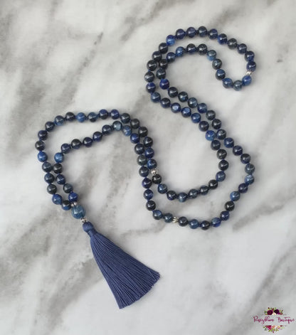 KYANITE MALA | 108 Beads, Hand-knotted, Grade A Natural Gemstone Necklace