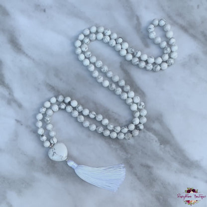 HOWLITE MALA | 108 Beads, Hand-knotted, Grade A Natural Gemstone Necklace
