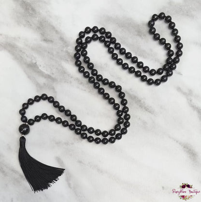 SHUNGITE MALA | 108 Beads, Hand-knotted, Grade A Natural Gemstone Necklace