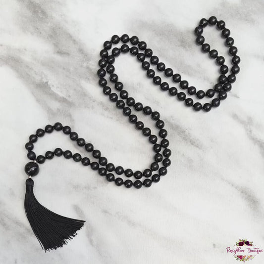 SHUNGITE MALA | 108 Beads, Hand-knotted, Grade A Natural Gemstone Necklace